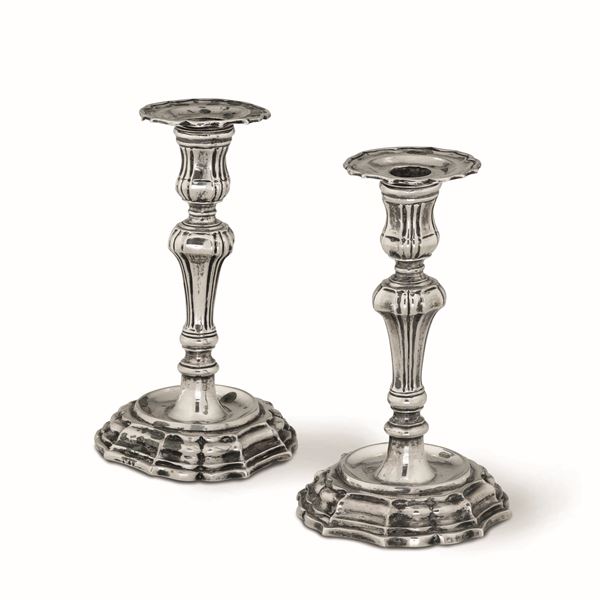 Two silver candlesticks, Brescia late 1700s