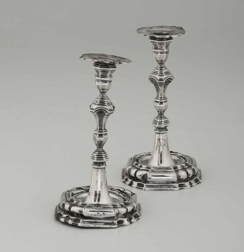 Two silver candlesticks, Italy late 1700s  - Auction Silvers and Object de Vertu - Cambi Casa d'Aste