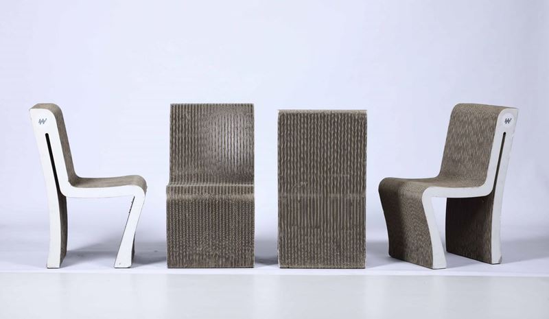 Quattro sedie in cartone pressato.  - Auction Twentieth-century furnishings | Time Auction - Cambi Casa d'Aste