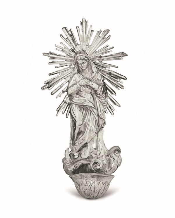 A silver holy water fount, Genoa 1817