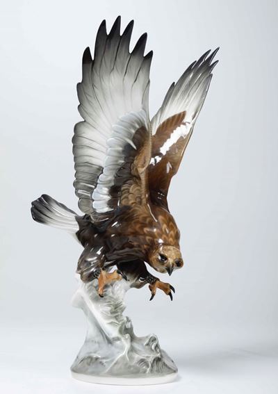 Grande Scultura di Aquila Germania, Selb (baviera), Manifattura Hutschenreuther, Seconda Metà del...