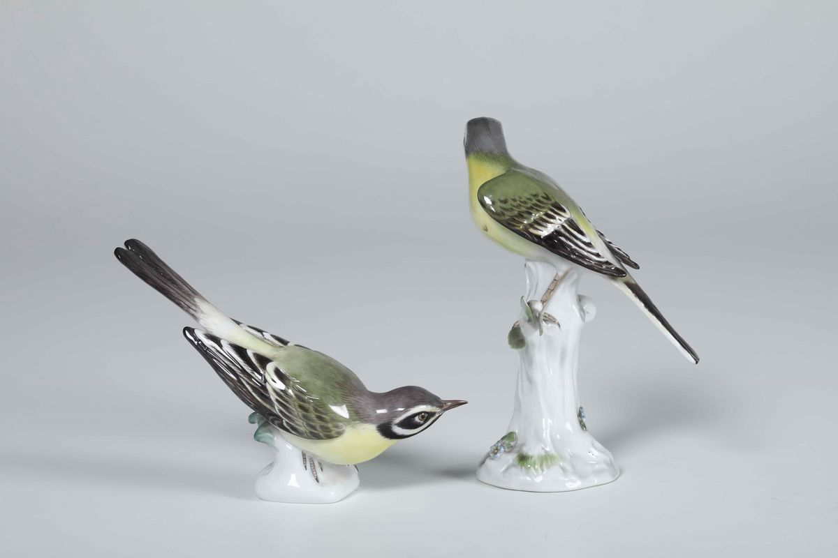 Coppia di Figurine di Cinciallegra Germania, Manifattura di Meissen, XX Secolo