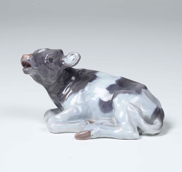 Figurina di vitello Danimarca, Manifattura Royal Copenaghen, XX secolo