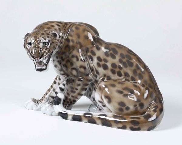 Grande scultura di Leopardo Germania, Selb (Baviera), Manifattura Rosenthal, secondo quarto del XX secolo  [..]