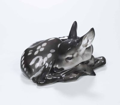 Figura di Cerbiatto Rannicchiato Germania, Selb (baviera), Manifattura Rosenthal, Secondo Quarto ...