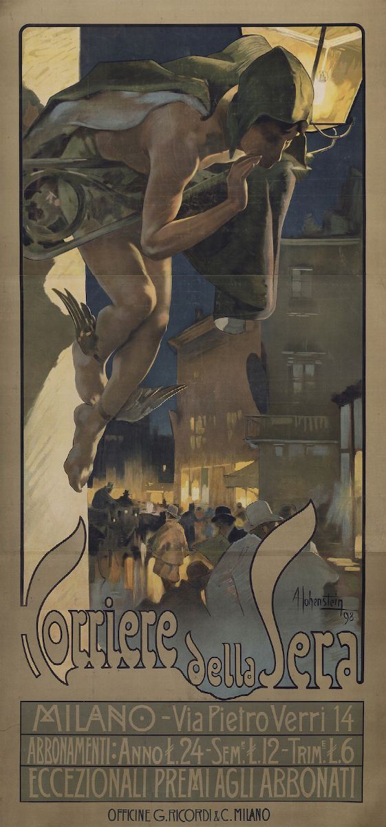 Adolf Hohenstein (1856-1928) CORRIERE DELLA SERA - MILANO  - Asta Manifesti d'Epoca - Cambi Casa d'Aste