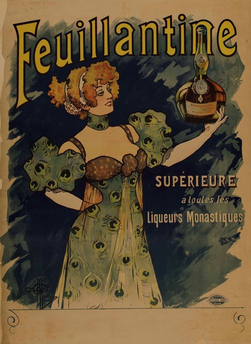 Albert Guillaume : Albert Guillaume - FEUILLANTINE, SUPERIEURE A TOUS LES LIQUEURS MONASTIQUES  - Auction Vintage Posters - Cambi Casa d'Aste