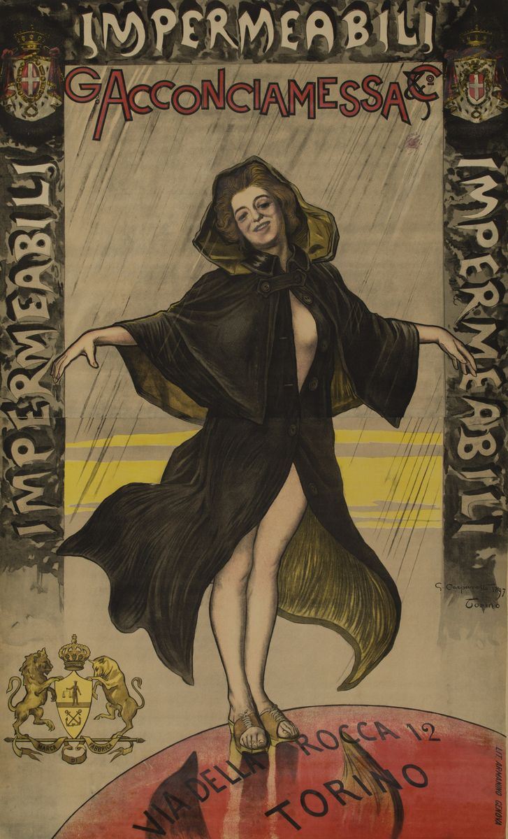 Giovanni Battista Carpanetto (1863-1928) IMPERMEABILI ACCONCIAMESSA  - Auction Vintage Posters - Cambi Casa d'Aste