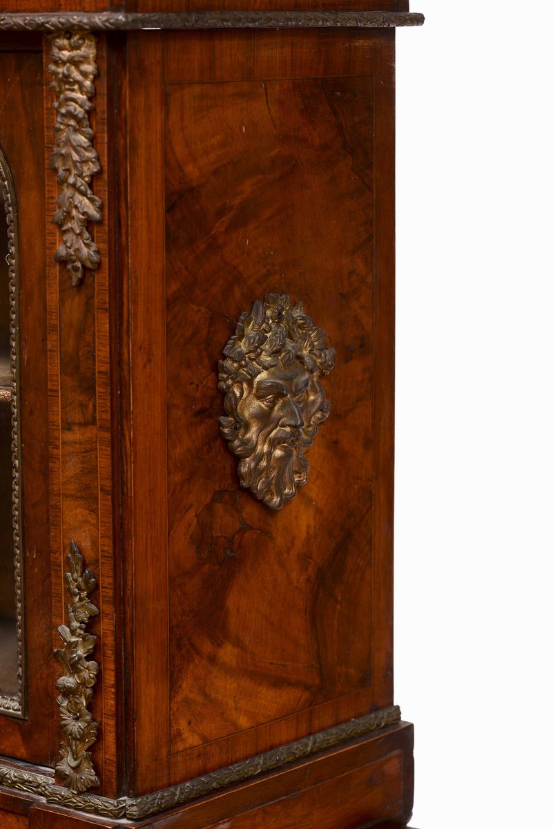 Tavolo Scrittoio Napoleone III con Alzata in Radica di Mogano e Bronzi Dorati, XIX Secolo