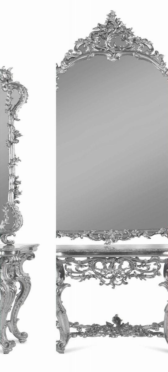 Console in legno intagliato e dorato con specchiera, Genova XIX secolo  - Auction Important Sculptures, Furnitures and Works of Art - Cambi Casa d'Aste