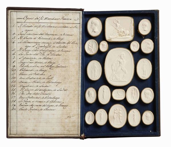 Bartolomeo Paoletti (1757 - 1834). Opere di Canova e Thorwaldsen. Un volume con 20 calchi in gesso. Copertina in pelle impressa
