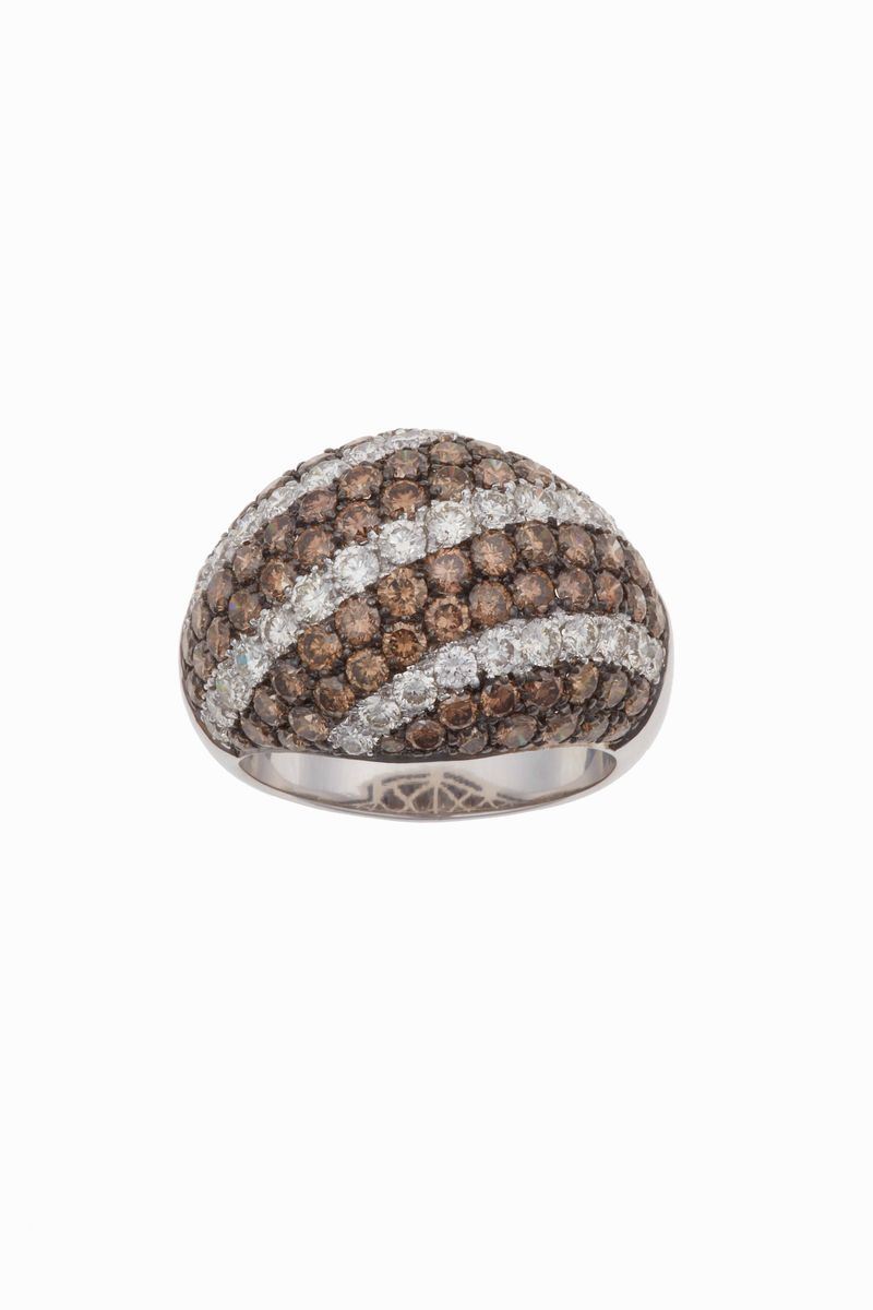 Anello con diamanti e diamanti brown  - Auction Jewels - Time Auction - Cambi Casa d'Aste