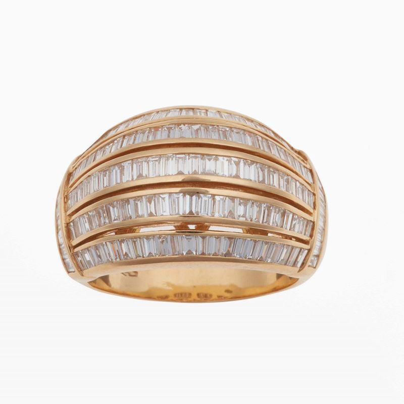 Anello con diamanti taglio baguette  - Auction Jewels - Time Auction - Cambi Casa d'Aste