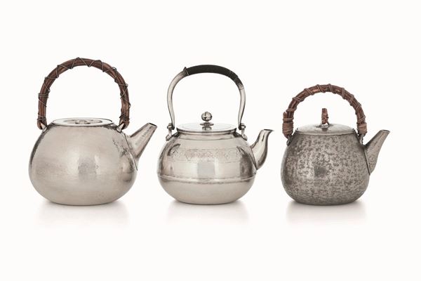 Three tea kettles, Japan, 1900s