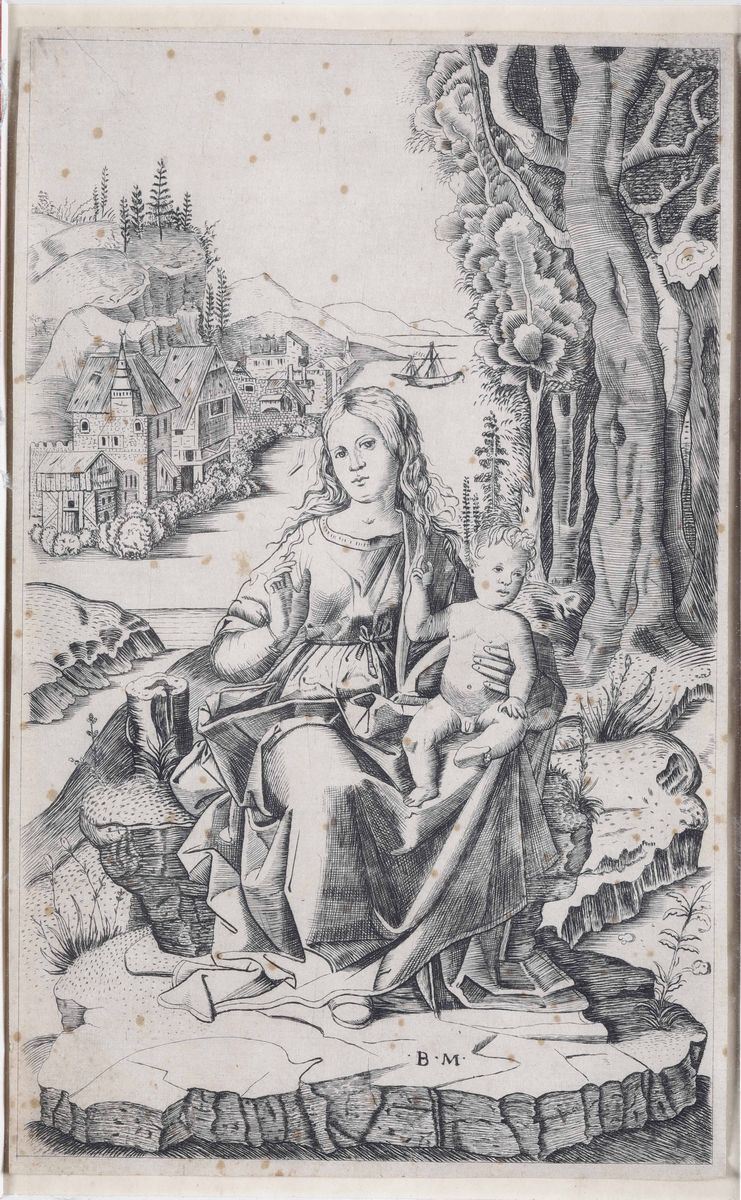 Cincani, Benedetto (detto il Montagna) (1480 circa-1558) Vergine benedicente con il Bambino in braccio  - Asta Incisioni, Vedute, Carte e Libri Rari - Cambi Casa d'Aste