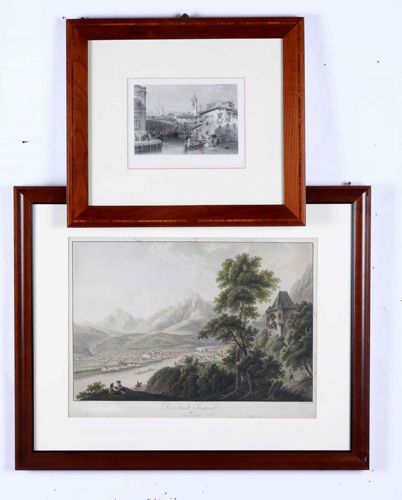 Lotto di due stampe raffiguranti Milano e Kitzbuhel  - Auction Antiques III - Timed Auction - Cambi Casa d'Aste