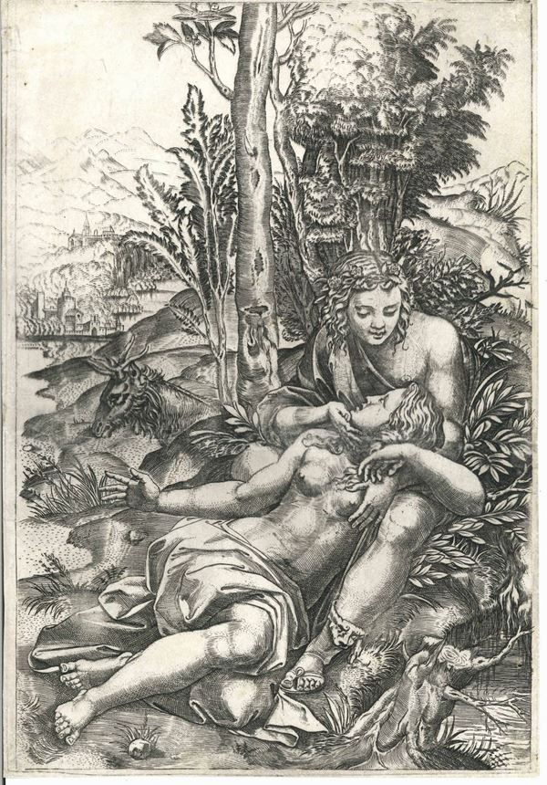 Marcantonio Raimondi (Molinella, 1479 ca. – Bologna, prima del 1534) Venere e Adone