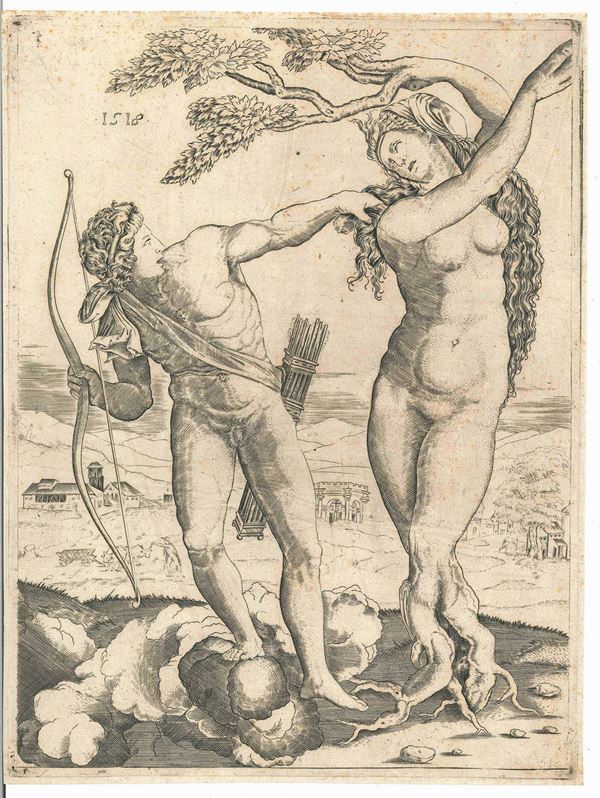 Agostino de Musi detto Veneziano (Venezia, 1490 ca. – Roma, 1540 ca.) Apollo e Dafne