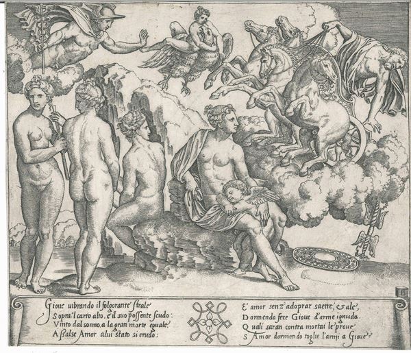 Bernardo Daddi detto Maestro Del Dado (1512- Roma, 1570) Giove e Ganimede