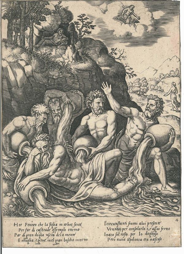 Bernardo Daddi detto Maestro Del Dado (1512- Roma, 1570) I fiumi consolano il fiume Peneo