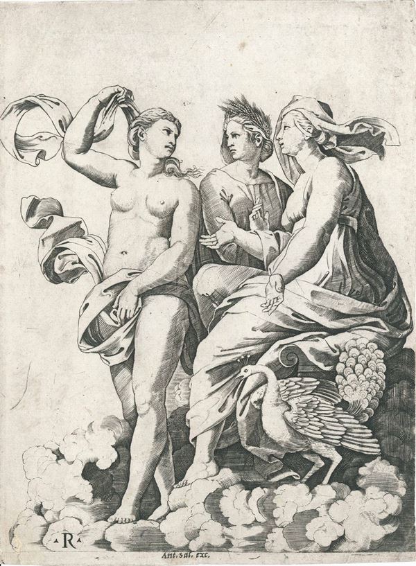 Marco Dente (Ravenna, 1493 - Roma, 1527) Venere si allontana da Giunone e Cerere