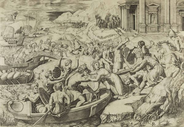 Marco Dente (Ravenna, 1493 - Roma, 1527) Il rapimento di Elena