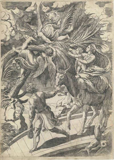 Giulio Bonasone (bologna ?, 1488 - Dopo 1574)la Fuga in Egitto