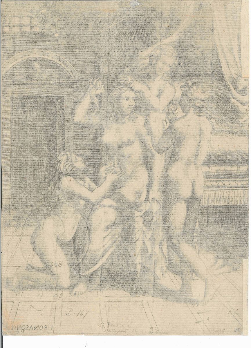 Giulio Bonasone (bologna ?, 1488 - Dopo 1574)la Toilette di Psiche
