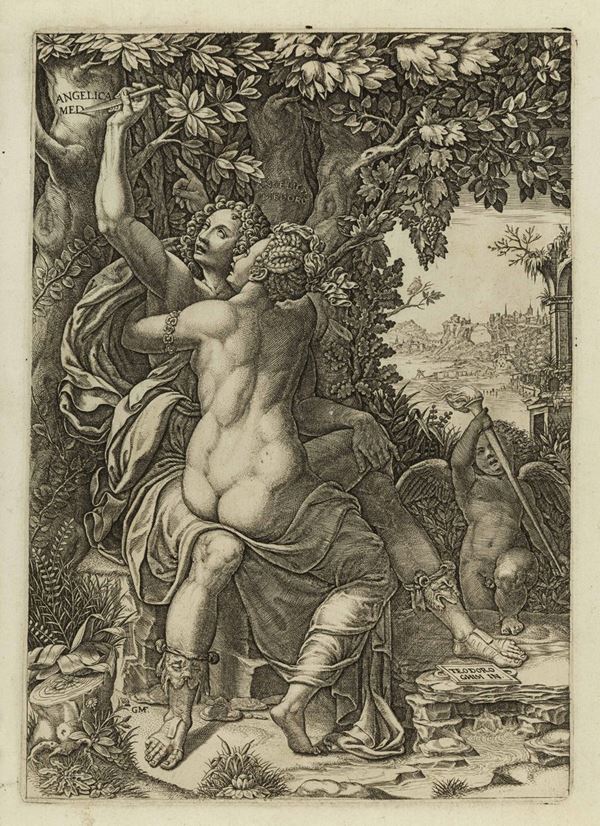 Giorgio Ghisi (Mantova, 1520 - 1582) Angelica e Medoro