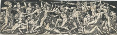 Etienne Delaune (orléans, 1518 Ca. - Parigi, 1583)combattimento di Uomini Nudi