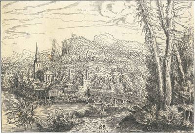 Hans Sebald Lautensack (norimberga, 1524 Ca. – Vienna, 1563)veduta D'una Piccola Città ai Bordi D...