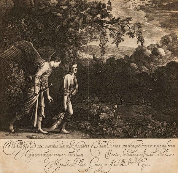Hendrick Goudt (L'Aia, 1583 – Utrecht, 1648) Tobia e l'angelo