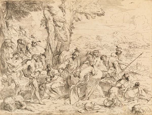 Giovanni Benedetto Castiglione detto il Grechetto (Genova 1609 - Mantova 1664) Labano cerca gli idoli nei bagagli di Rachele