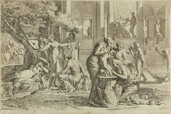 Pietro Testa (Lucca 1611 - Roma 1650) Teti immerge Achille nell'acqua dello Stige
