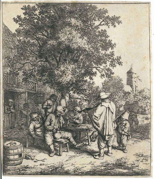 Ostade Adriaen Van (Haarlem, 1610-1685) Il violinista e il piccolo suonatore di gironda
