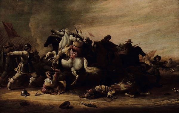 Esaias van de Velde (Amsterdam 1587 - L'Aia 1630) Scena di battaglia