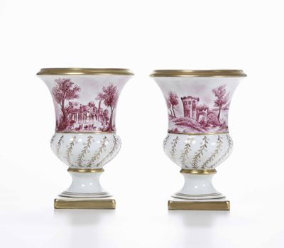 Coppia di Vasi Limoges, XX Secolo (porcellana) Laura Jannelli, 1971 (decorazione)