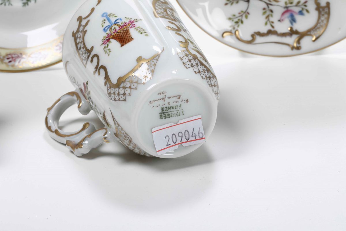 Tre Tazze con Piattino Decorazione di Laura Jannelli, 1970