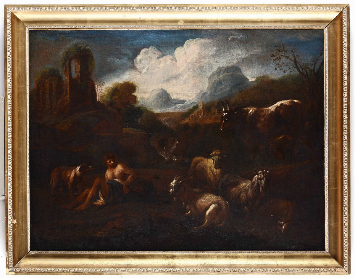 Philipp Peter Roos, Detto Rosa da Tivoli (francoforte sul Meno 1655 - Tivoli 1706)paesaggio con P...