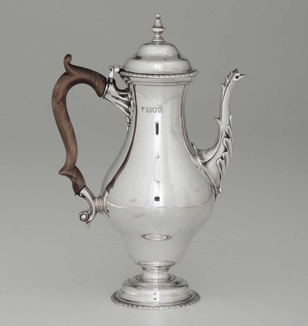A silver coffee pot, London, 1910