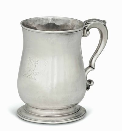 Tankard in Argento Fuso, Sbalzato e Cesellato. Londra 1751, Argentiere Fuller White