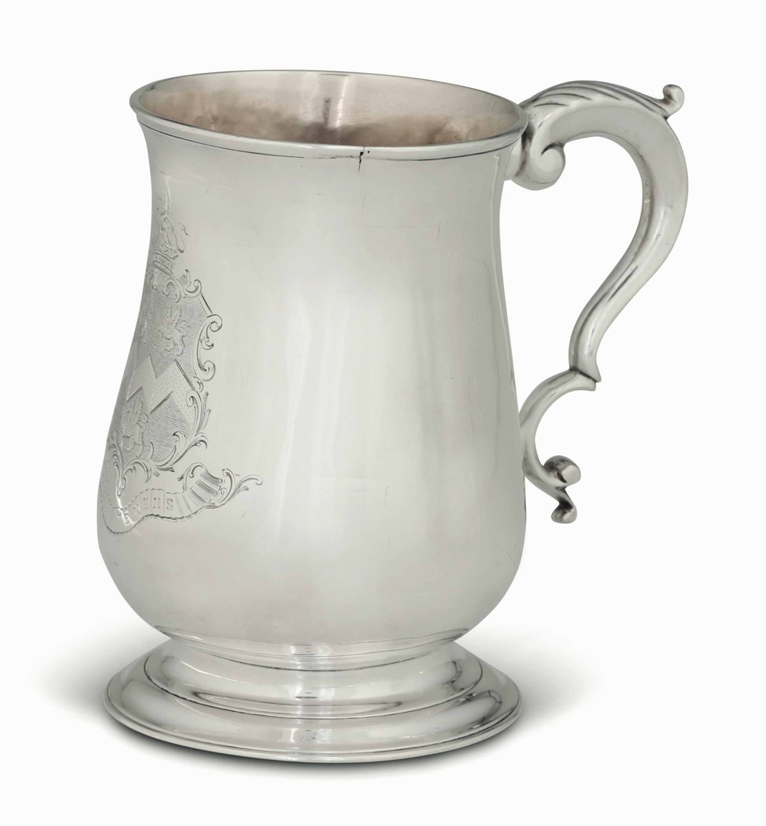 Tankard in Argento Fuso, Sbalzato e Cesellato. Londra 1773, Argentiere Jason Kink
