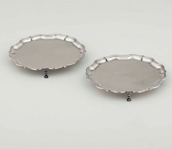 Two silver salvers, Sheffield, 1964