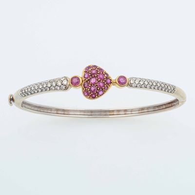 Bracciale Rigido con Pavã© di Zaffiri Rosa e Diamanti