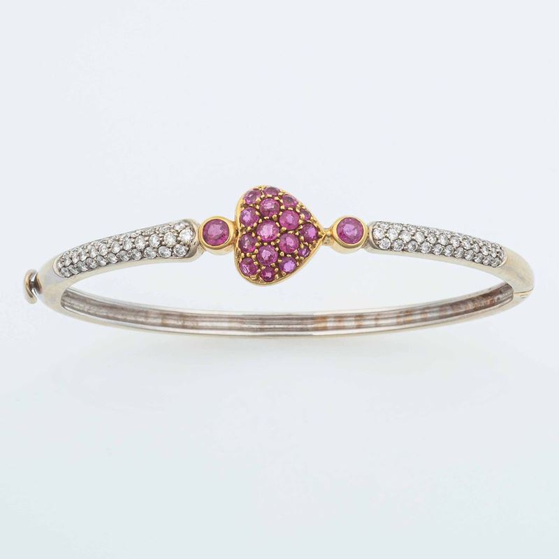 Bracciale rigido con pavÃ© di zaffiri rosa e diamanti  - Auction Jewels - Time Auction - Cambi Casa d'Aste