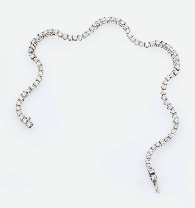 Bracciale semirigido con diamanti taglio brillante per ct 4.00 circa  - Auction Fine Jewels - Cambi Casa d'Aste