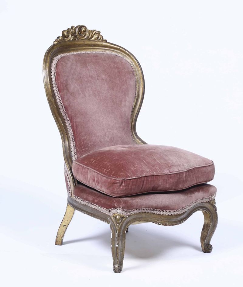 Sedia in legno intagliato e dorato, XIX secolo  - Asta Antiquariato I - Asta a Tempo - Cambi Casa d'Aste