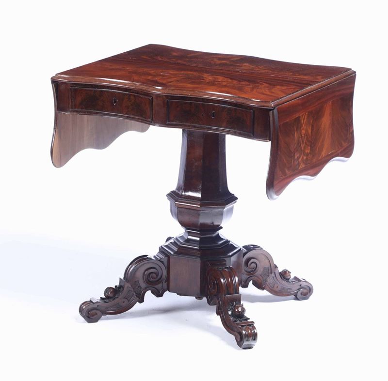 Tavolo in mogano a bandelle, XIX secolo  - Auction Antiques I - Timed Auction - Cambi Casa d'Aste