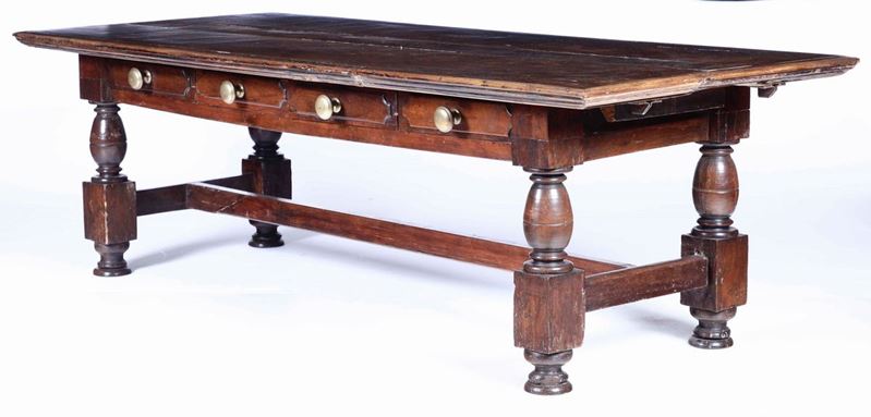 Grande tavolo in noce, XIX secolo  - Auction Antiques - Time Auction - Cambi Casa d'Aste