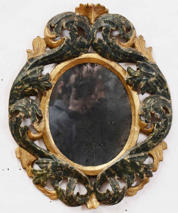 Specchierina in legno dipinto e dorato, XIX secolo